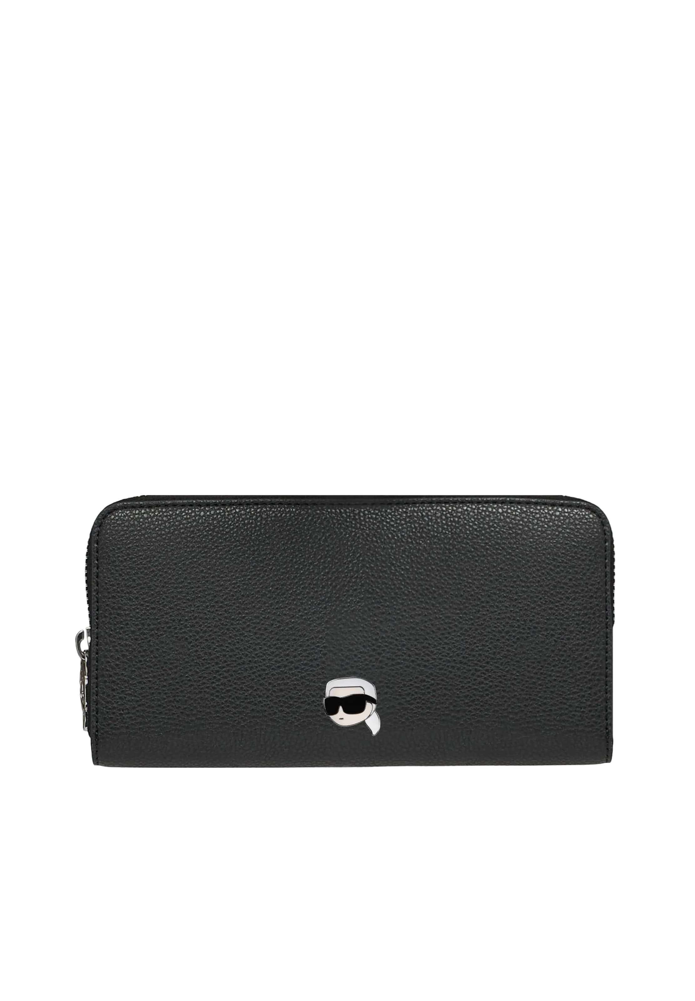 Portamonete 'Ikon Pebble Continental' di Karl Lagerfeld in nero: frontale