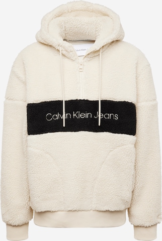 Sweat-shirt Calvin Klein Jeans en beige : devant