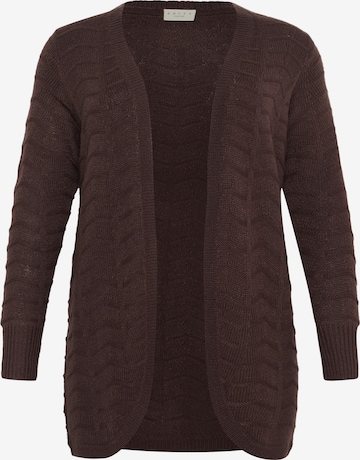 KAFFE CURVE Knit cardigan 'Emana' in Brown: front