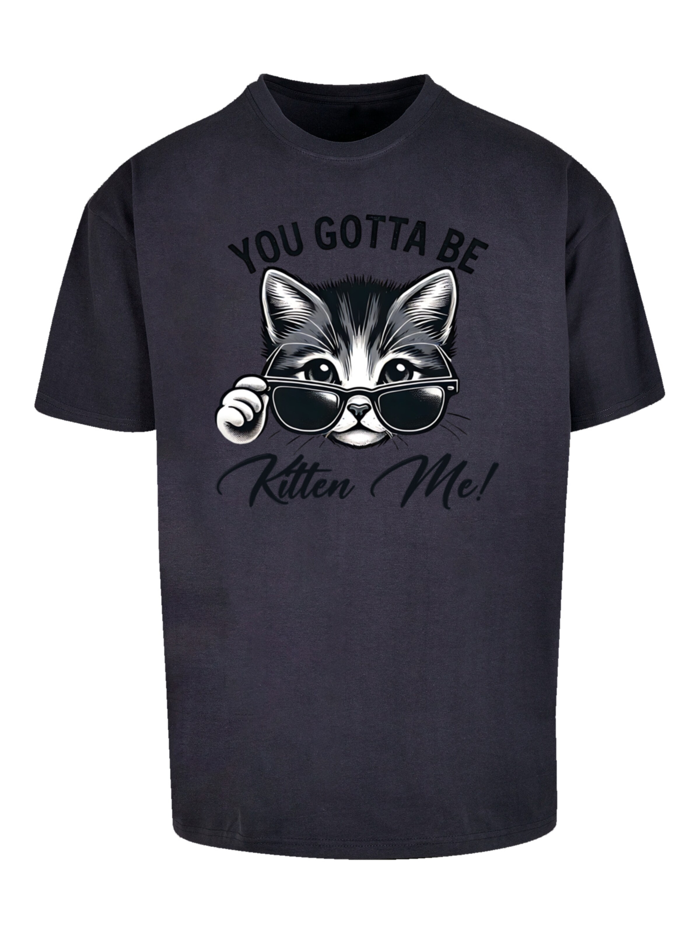 F4NT4STIC Shirt 'Kätzchen You Gotta Be Kitten Me!' in Blue: front