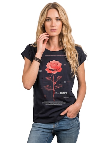 MAKAYA Shirt 'Pink Rose' in Blue: front
