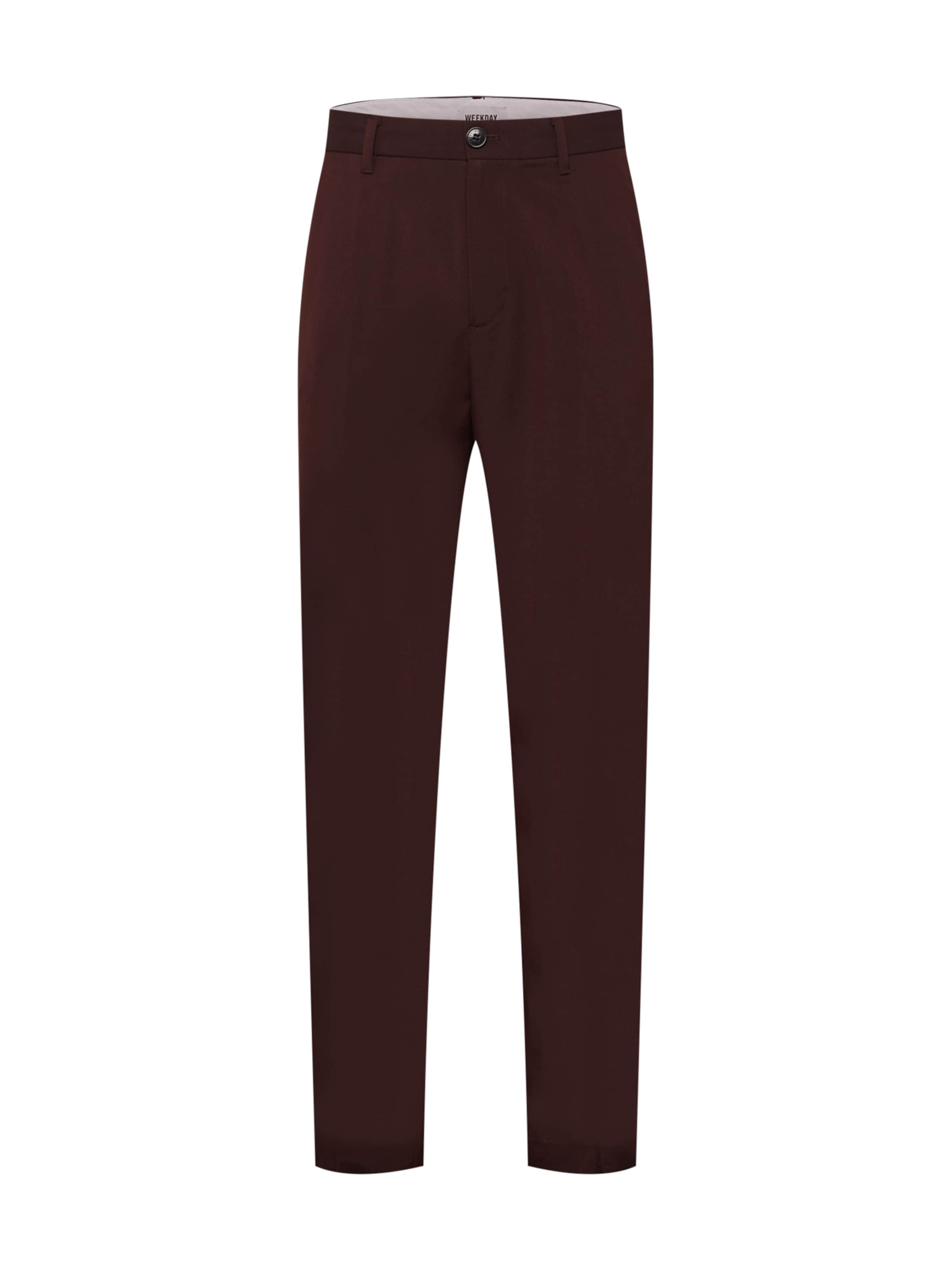 Regular Pantalon à plis 'Lewis' WEEKDAY en marron : devant