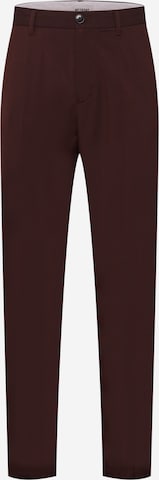 WEEKDAY Regular Trousers with creases 'Lewis' in Brown: front