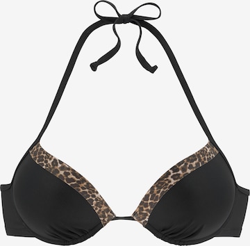 LASCANA Push-up Bikini felső - fekete: elől