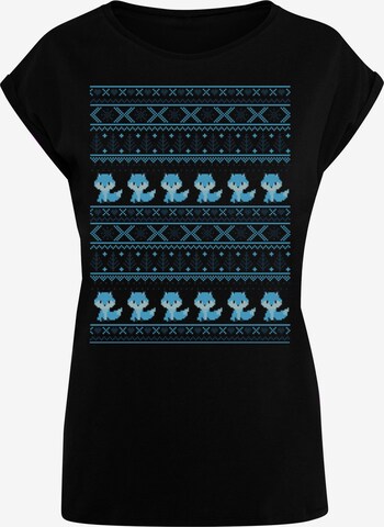 F4NT4STIC Shirt 'Christmas Fuchs ' in Zwart: voorkant