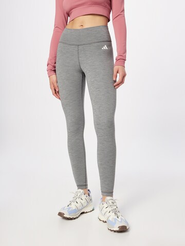 ADIDAS PERFORMANCE Skinny Workout Pants 'Essentials' in Grey: front