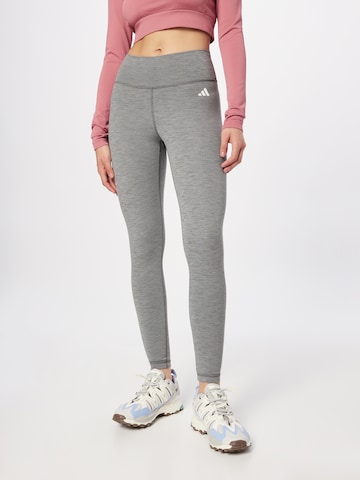 ADIDAS PERFORMANCE Skinny Workout Pants 'Essentials' in Grey: front