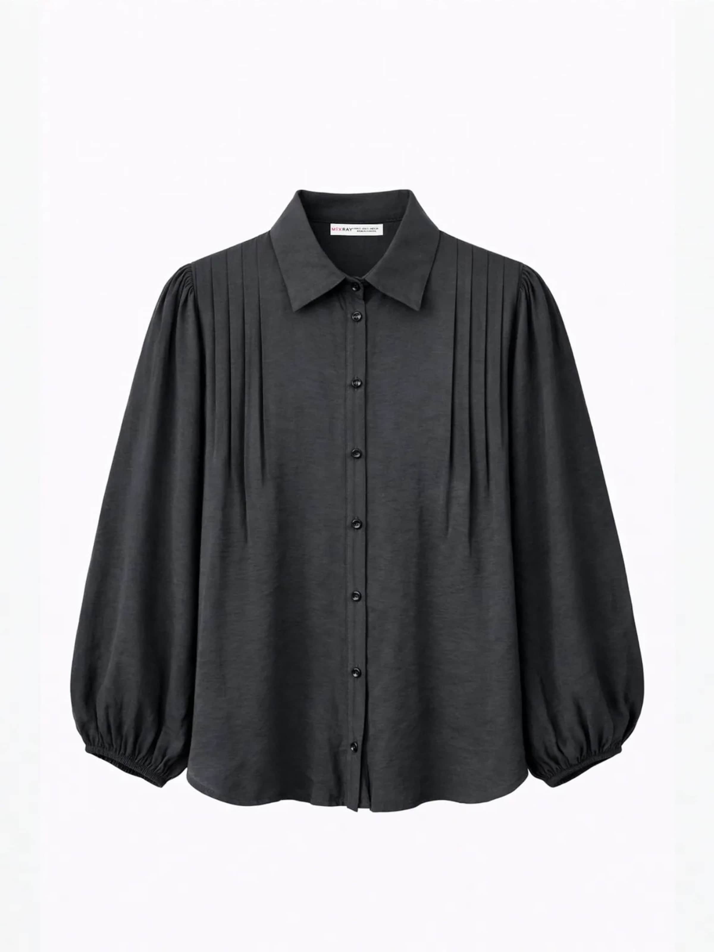 MixRay Bluse in Schwarz: Vorderseite