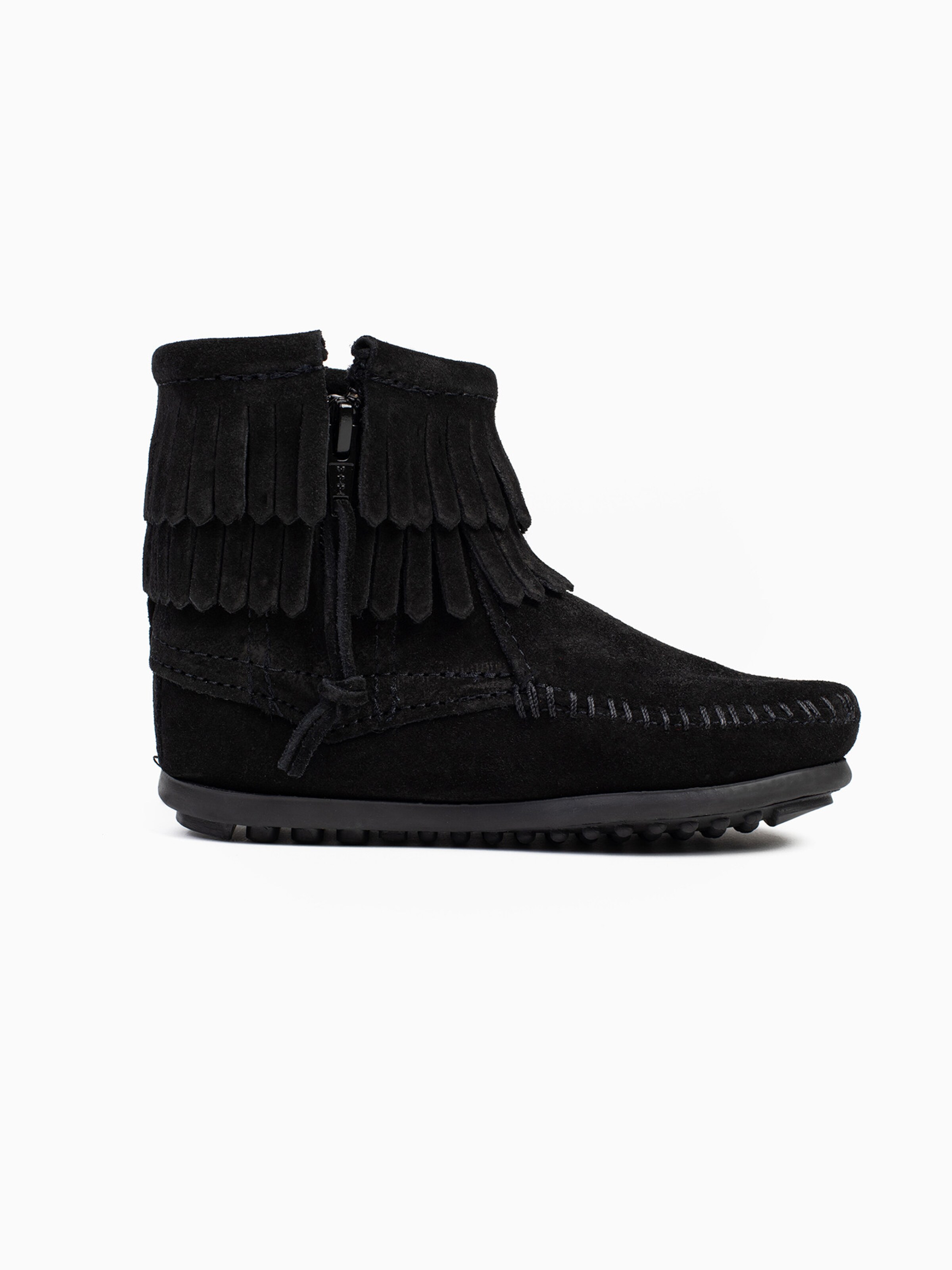 Minnetonka Škornji 'Double fringe' | črna barva