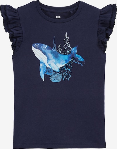 WE Fashion T-Krekls, krāsa - tumši zils / pasteļzils / balts, Preces skats