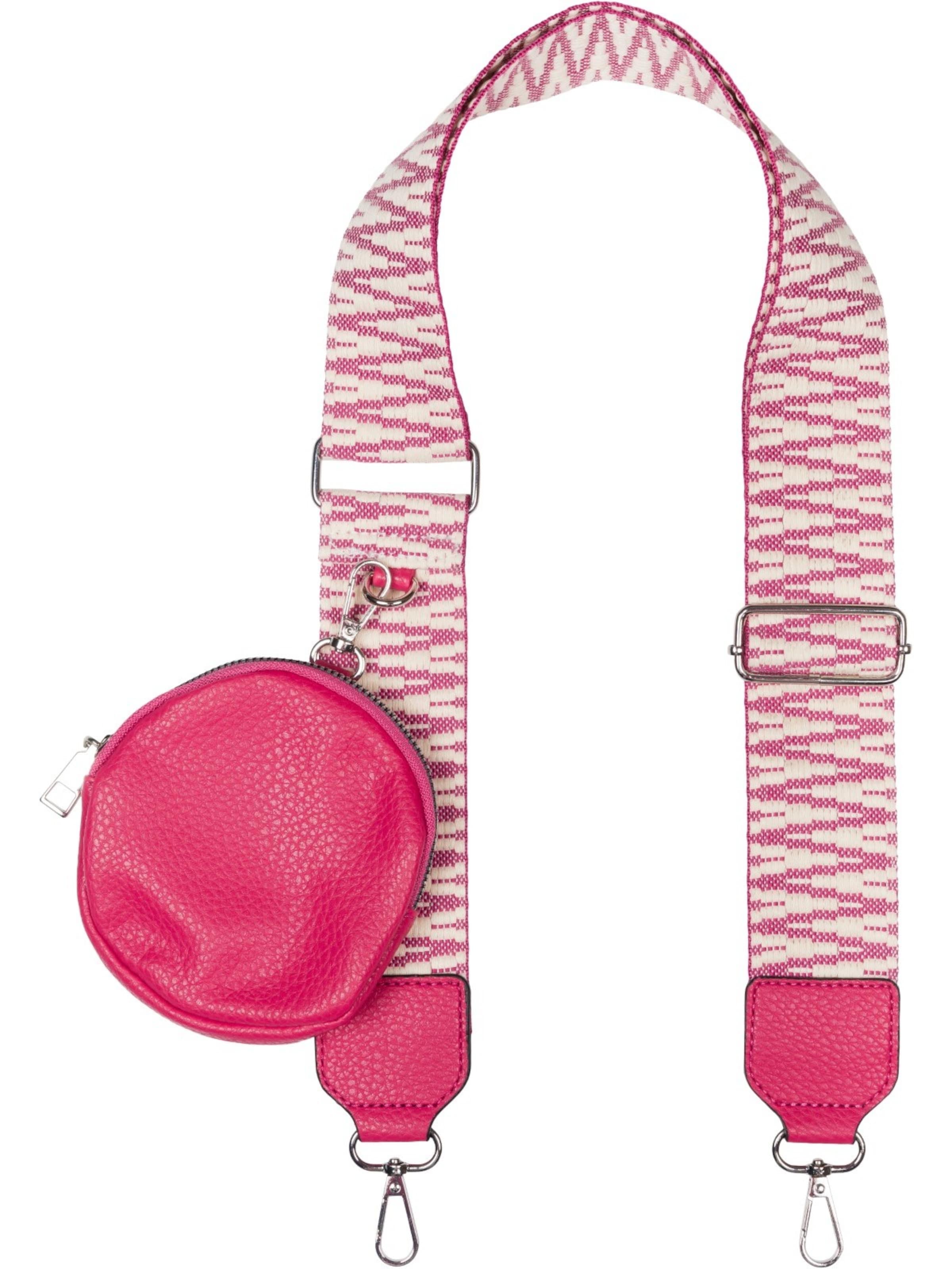 styleBREAKER Bag accessories 'Breiter Wechsel Taschengurt Zick-Zack mit Börse' in Pink: front