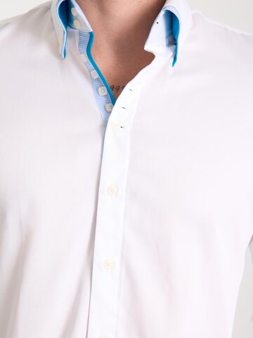 Slim fit Camicia 'Marco Polo Iconic Satin Man Shirt White' di 7Camicie in bianco
