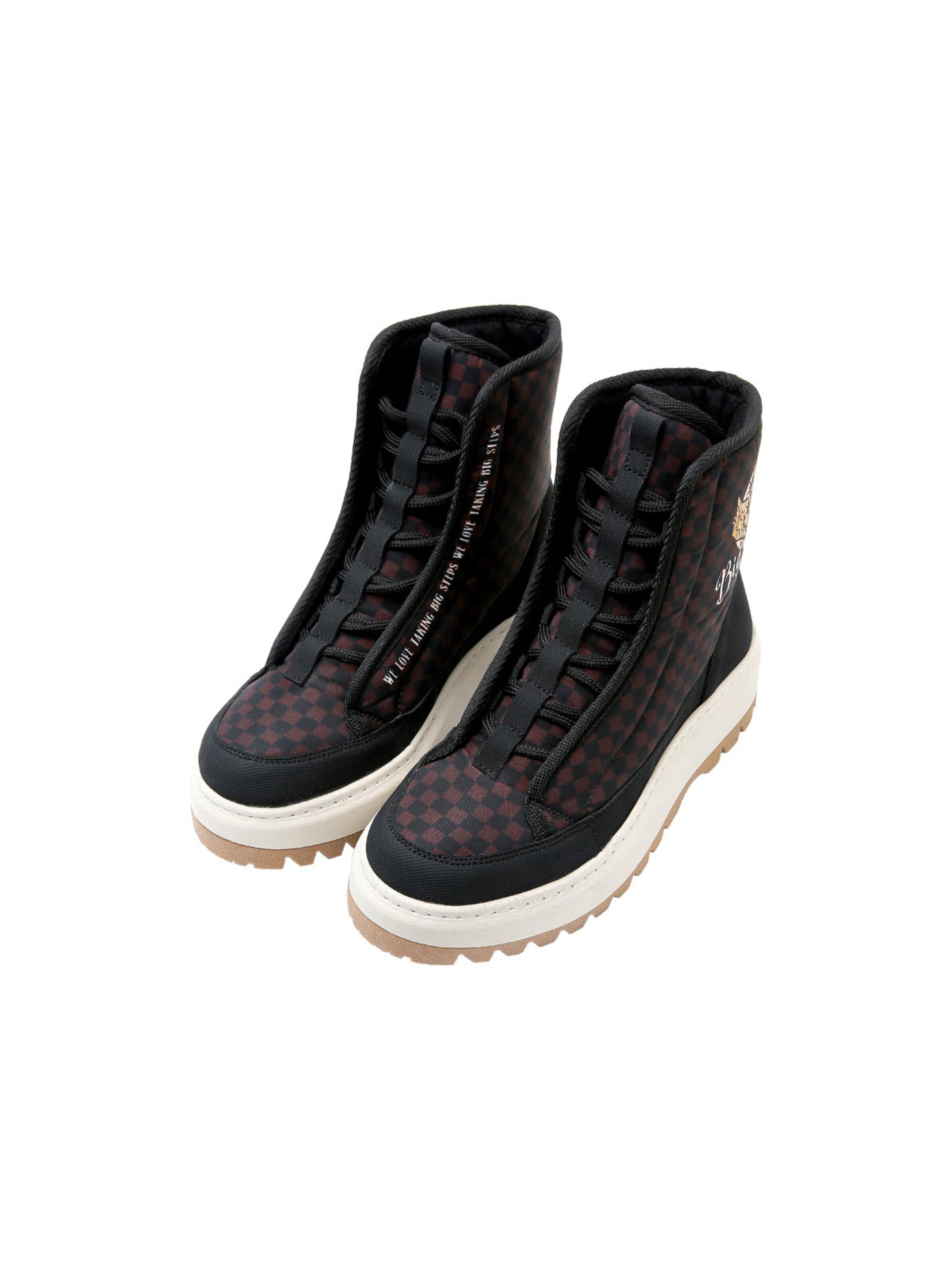 DOGO Lace-Up Boots 'DOGO Shelly Boots - Big Steps Cat' in Black: front