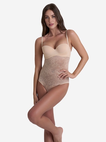 Body modelant 'Lacy Open Bust Bodysuit' Bye Bra en beige