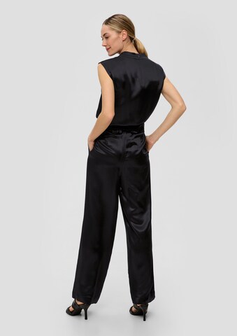 s.Oliver BLACK LABEL Wide leg Bandplooibroek in Zwart