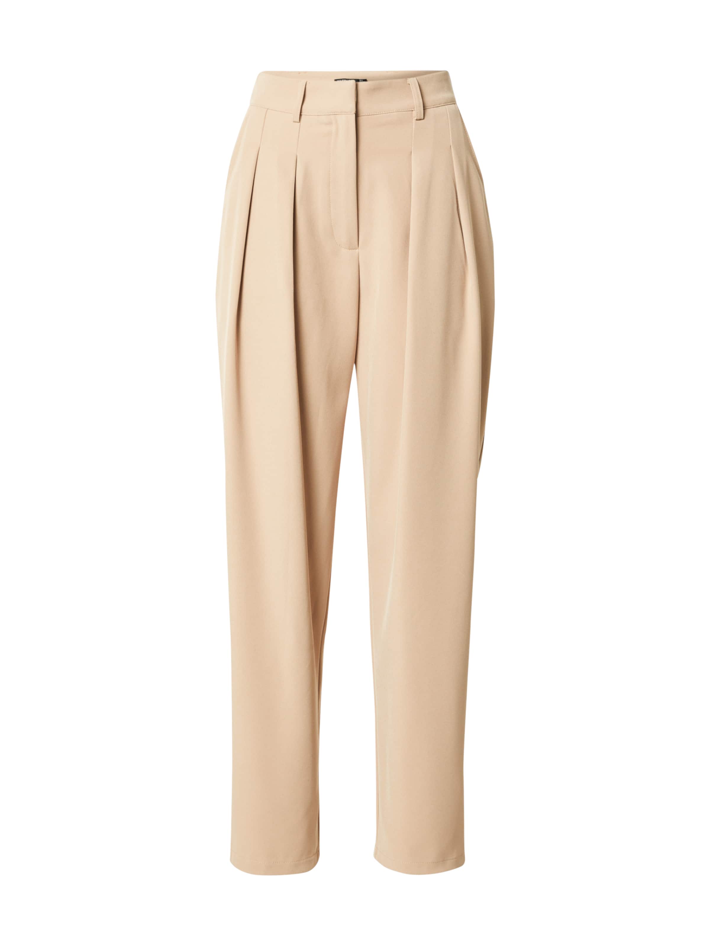 Nasty Gal Свободный крой Брюки со складками в Бежевый: спереди