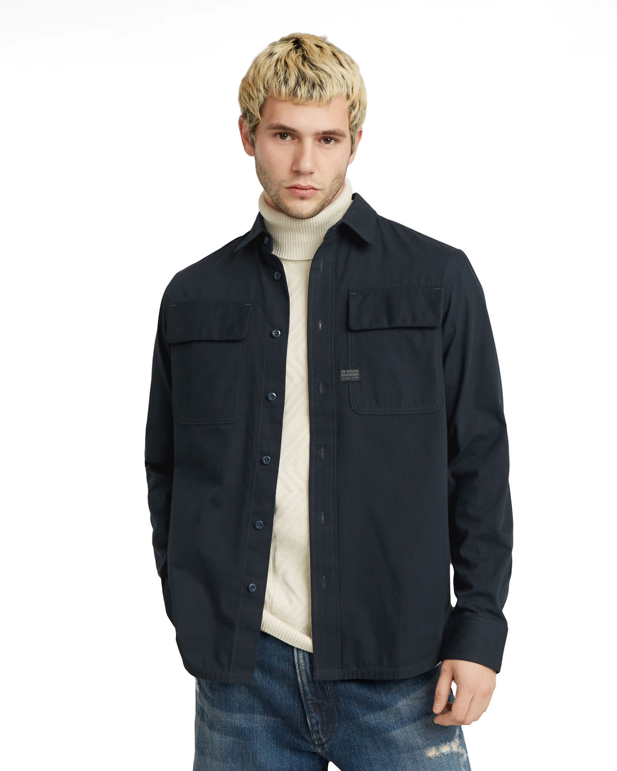 G-STAR Regular fit Button Up Shirt in Blue: front