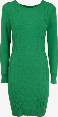 Influencer Gebreide jurk in Groen: voorkant