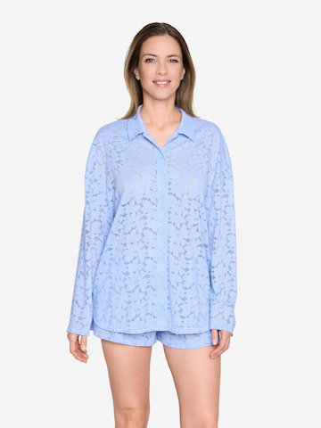 JOOP! Jeans Slaapshirt 'Allover Lace' in Blauw: voorkant