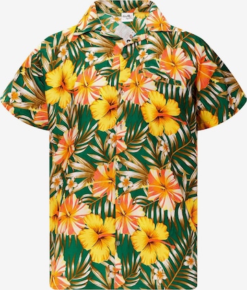 King Kameha Regular fit Button Up Shirt 'Tropical Hibiscus' in Green: front