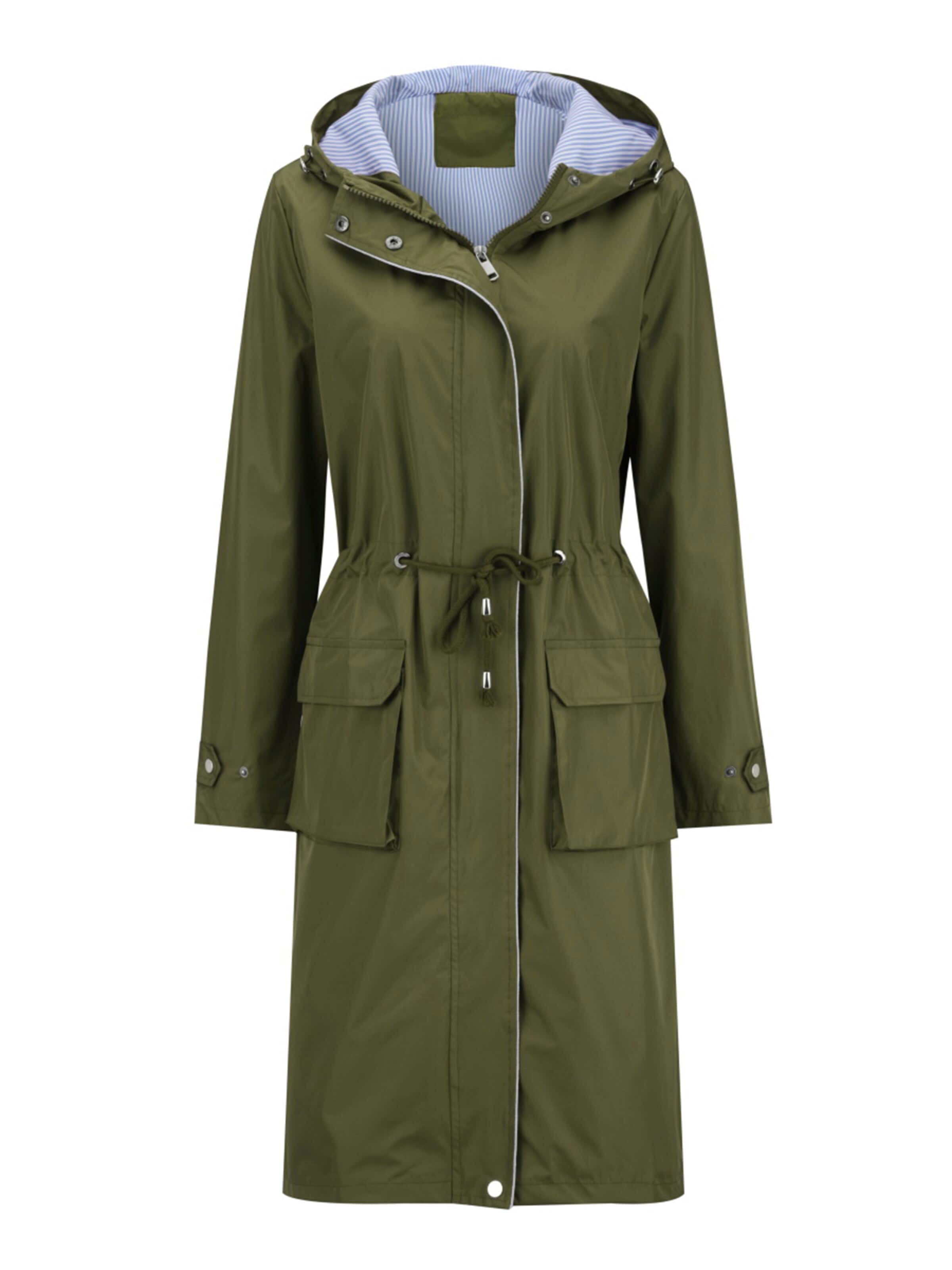 YOUTHUP Between-Seasons Coat 'Schwebe' in Green: front