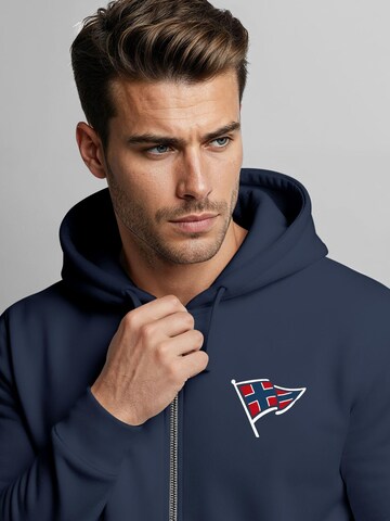 Neverless Zip-Up Hoodie 'Norwegian Flag' in Blue