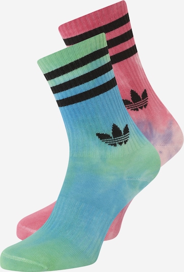 ADIDAS ORIGINALS Chaussettes 'Batik ' en bleu ciel / vert clair / magenta / noir, Vue avec produit