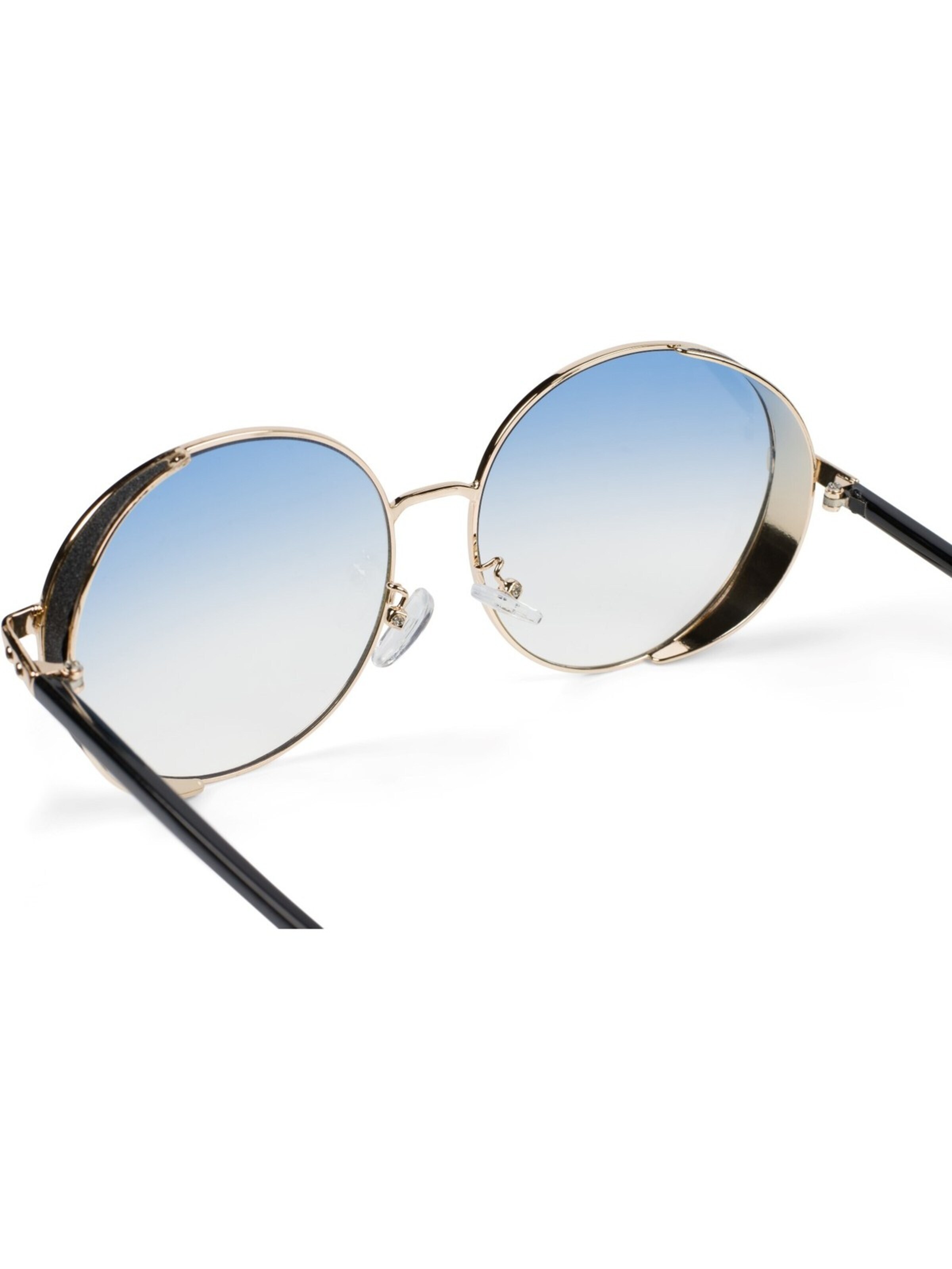 styleBREAKER Sonnenbrille 'Runde Sonnenbrille mit Glitzer Side Shield' in Blau