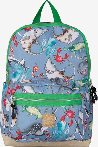 Pick & Pack Backpack 'Mix Animal' in Blue: front