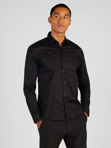 HUGO Regular fit Button Up Shirt 'Ermo' in Black: front