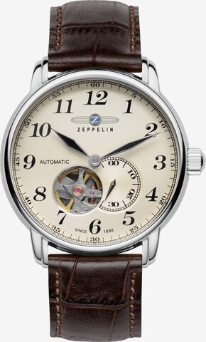 Zeppelin Analog Watch 'Open Heart' in Brown: front