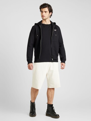 GUESS JEANS Zip-Up Hoodie in Black