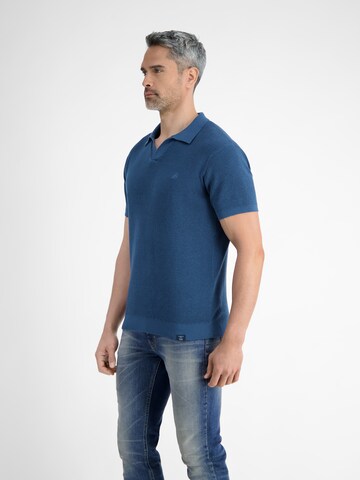 LERROS Herren Strick-Polo mit offenem Kragen in Blau