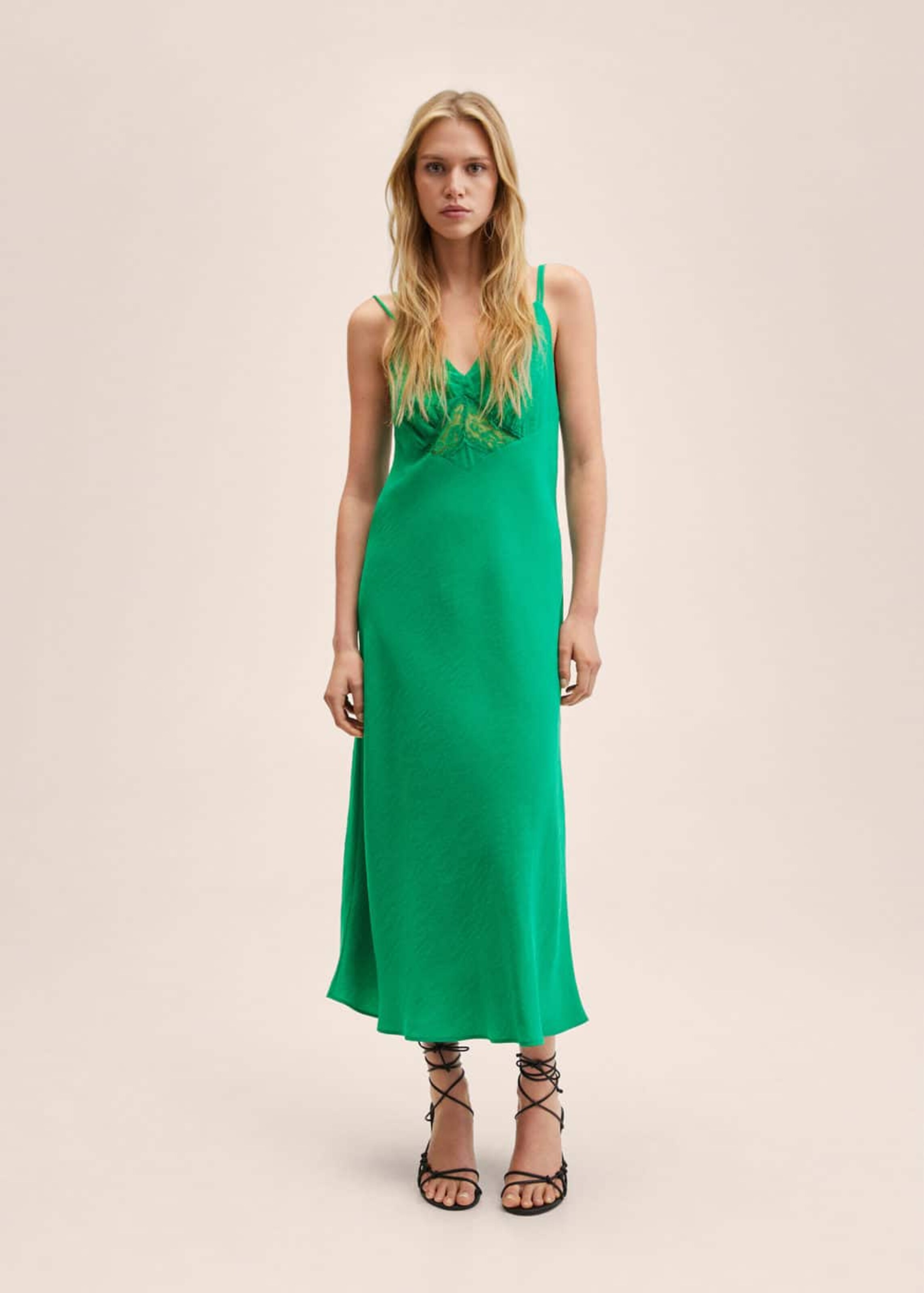 Frauen Kleider MANGO Kleid 'Lencero' in Grün - GP38620 Frauen Kleider MANGO Kleid 'Lencero' in Grün - GP38620
