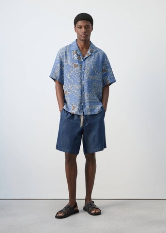 MANGO MAN Regular Fit Hemd 'Madras' in Blau