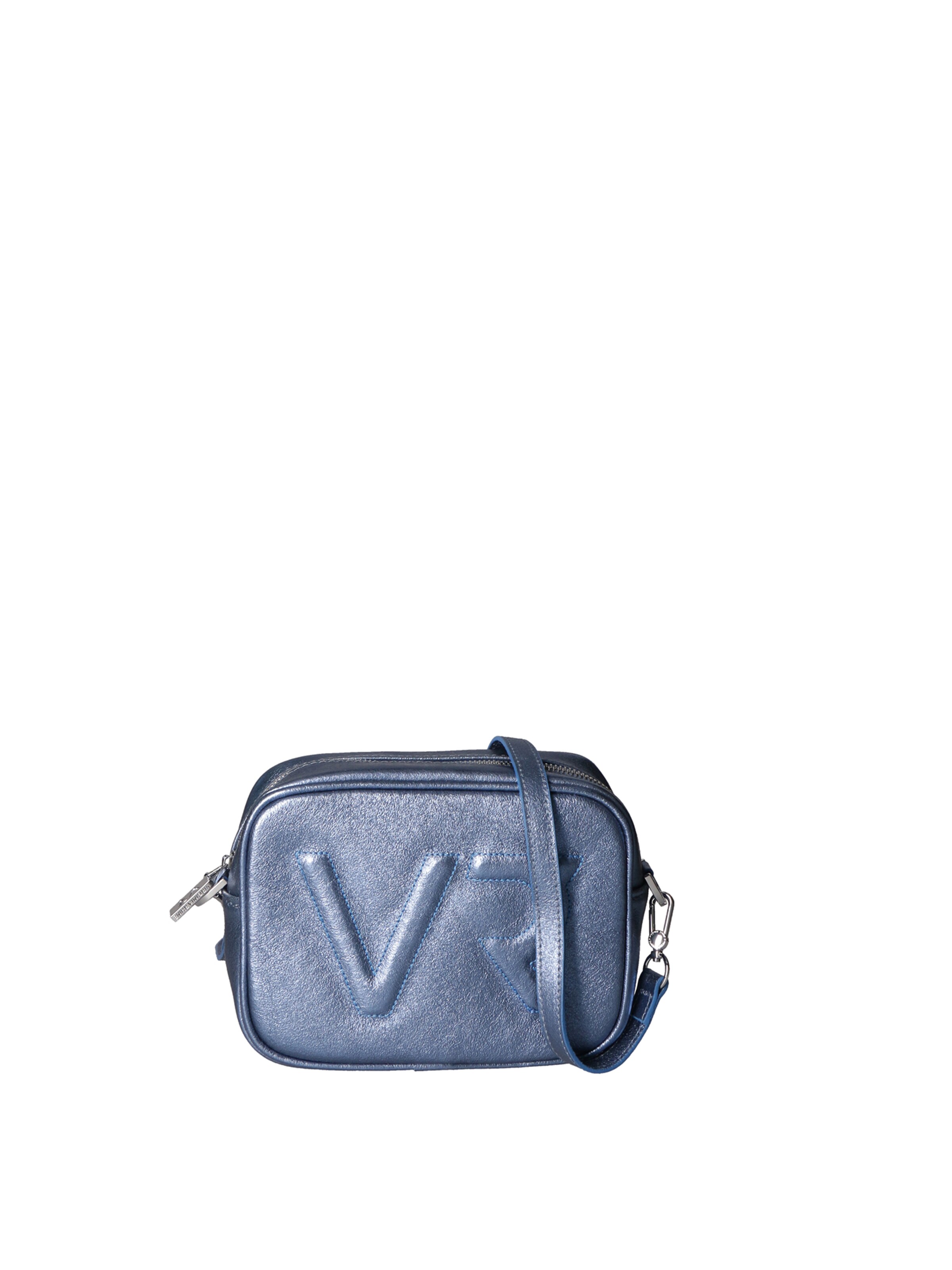 Borsa a tracolla 'Borsa a Tracolla Donna Pelle Laminata con Zip' di Virginia Rhinè in blu: frontale