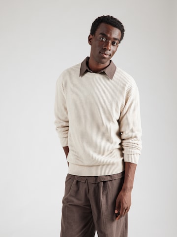 JJ Rebel Trui 'JREBLOGAN' in Beige: voorkant