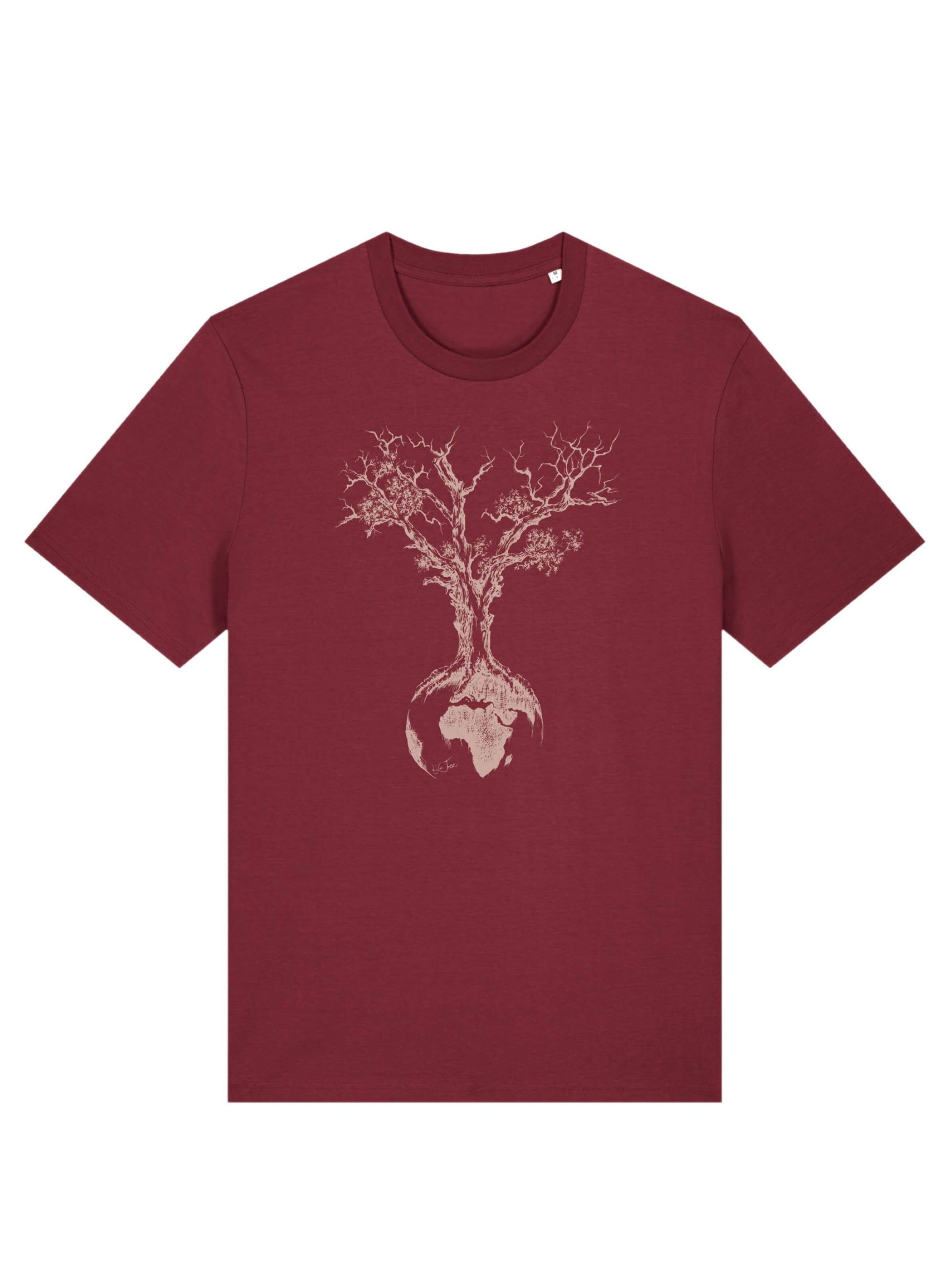 Life-Tree Shirt 'Organic Fairwear Weltenbaum' in Rot: Vorderseite