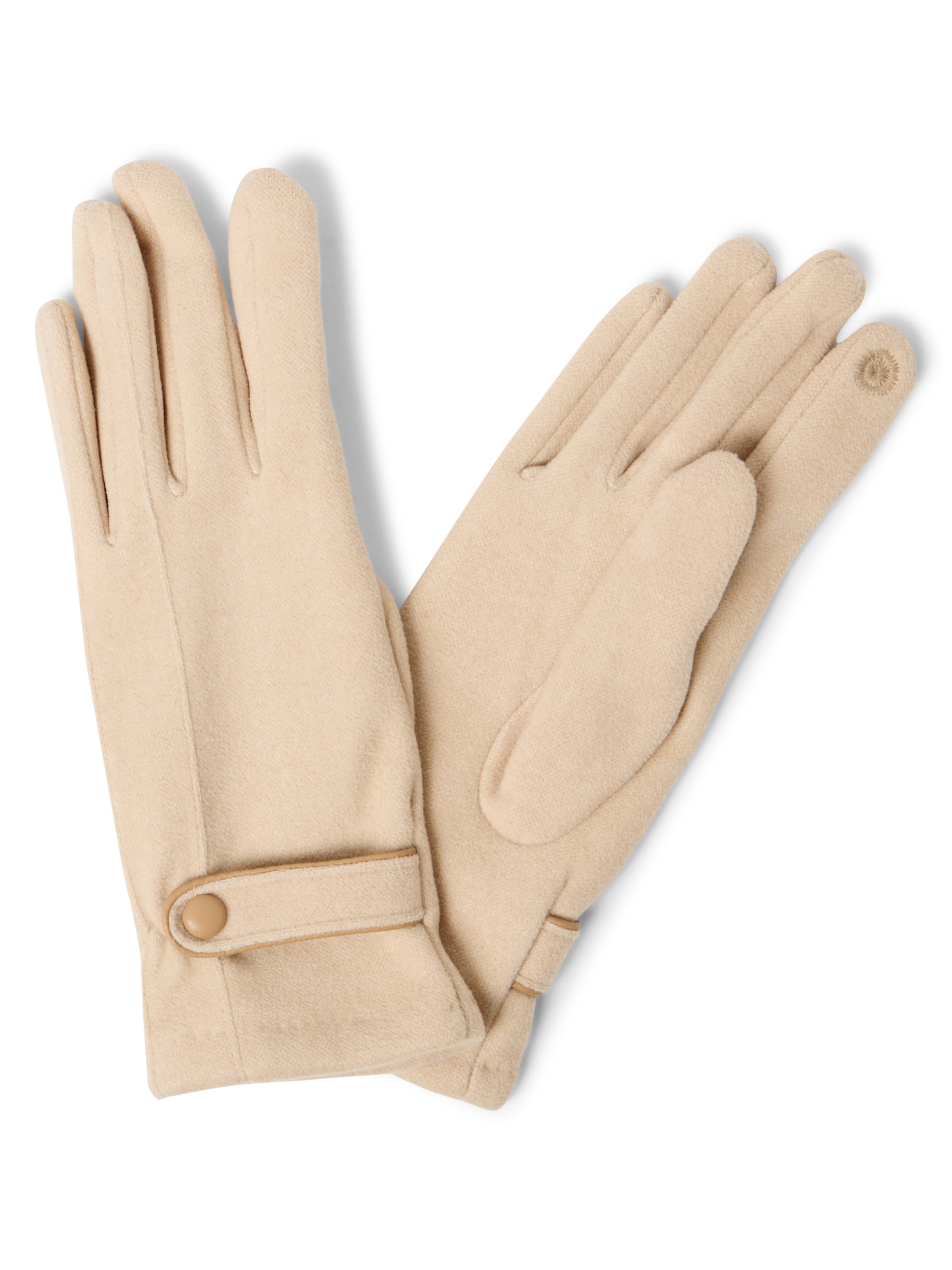 eem Full Finger Gloves in Beige: front
