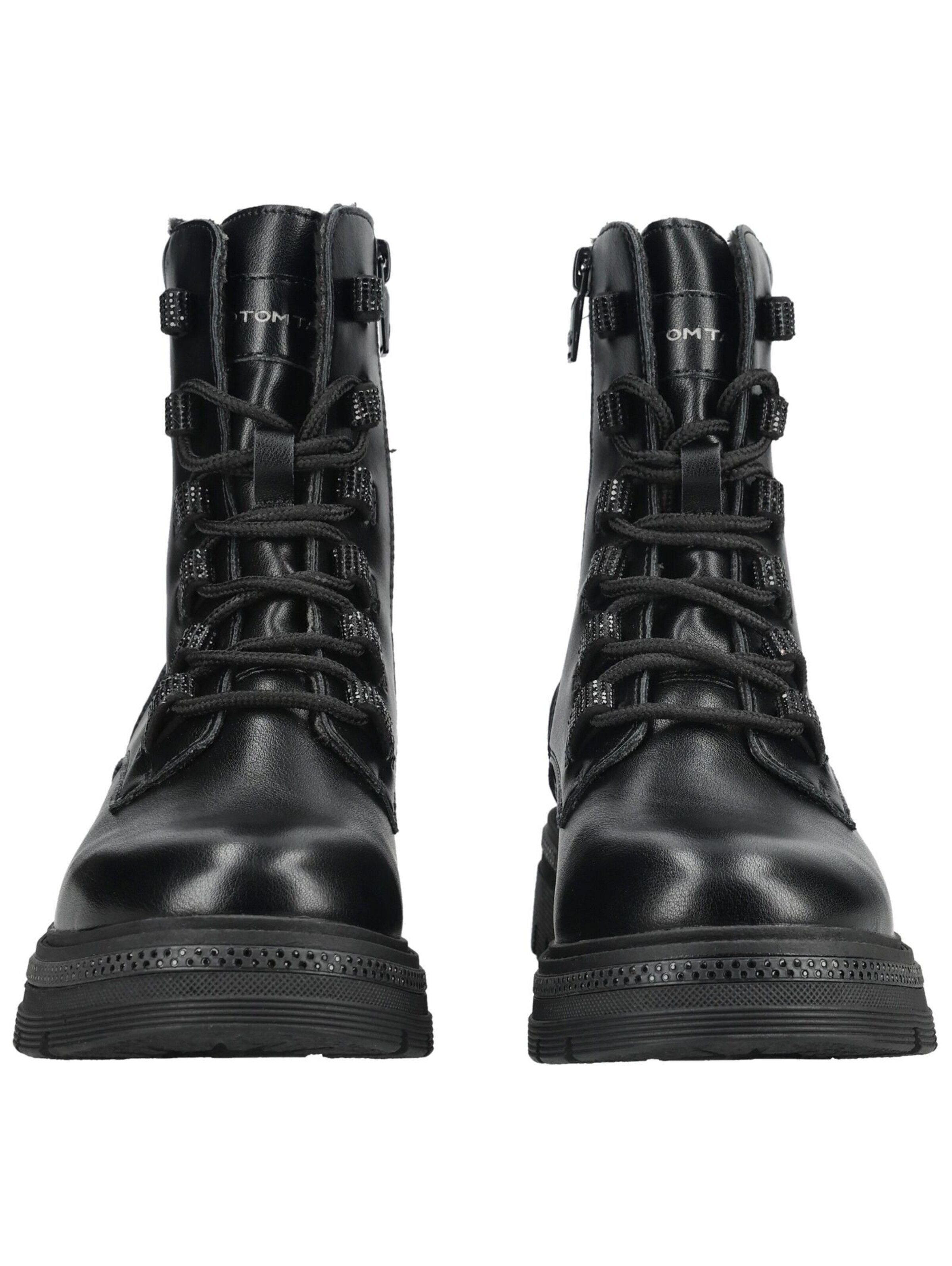 TOM TAILOR Schnürstiefelette in Schwarz
