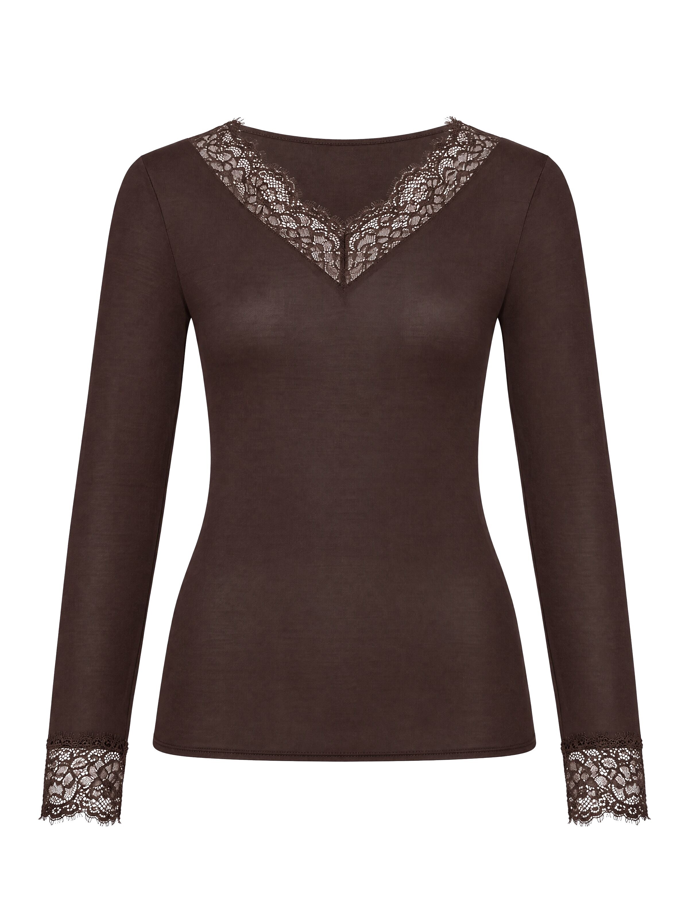 Ciocca Onderhemd 'Maglia Intima con Pizzo in Cashmere Modal Scollo a V' in Bruin: voorkant