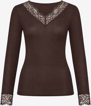 Ciocca - Camiseta térmica 'Maglia Intima con Pizzo in Cashmere Modal Scollo a V' en marrón: frente