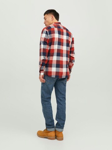 JACK & JONES Slim fit Button Up Shirt in Red