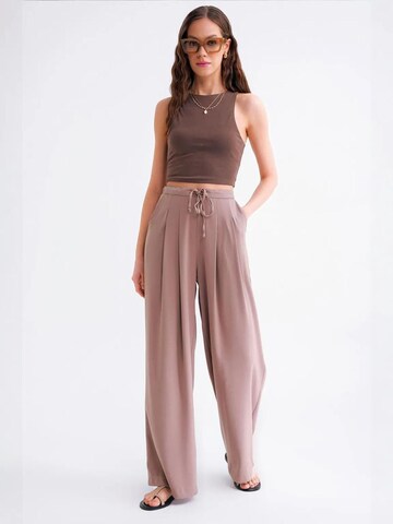 MixRay Wide leg Pleat-front trousers in Brown