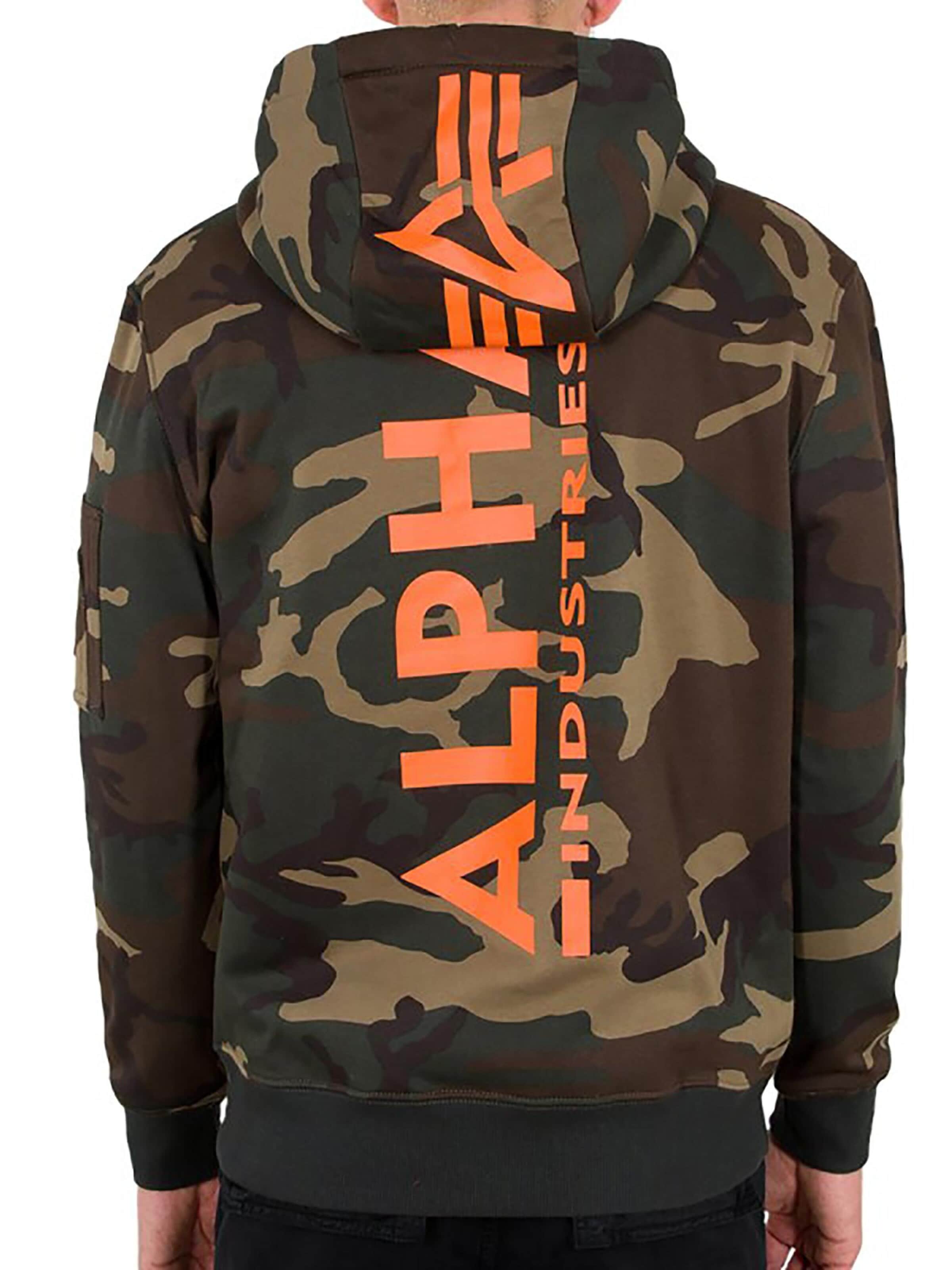ALPHA INDUSTRIES Sweatshirt 'Back Print Camo' in Green