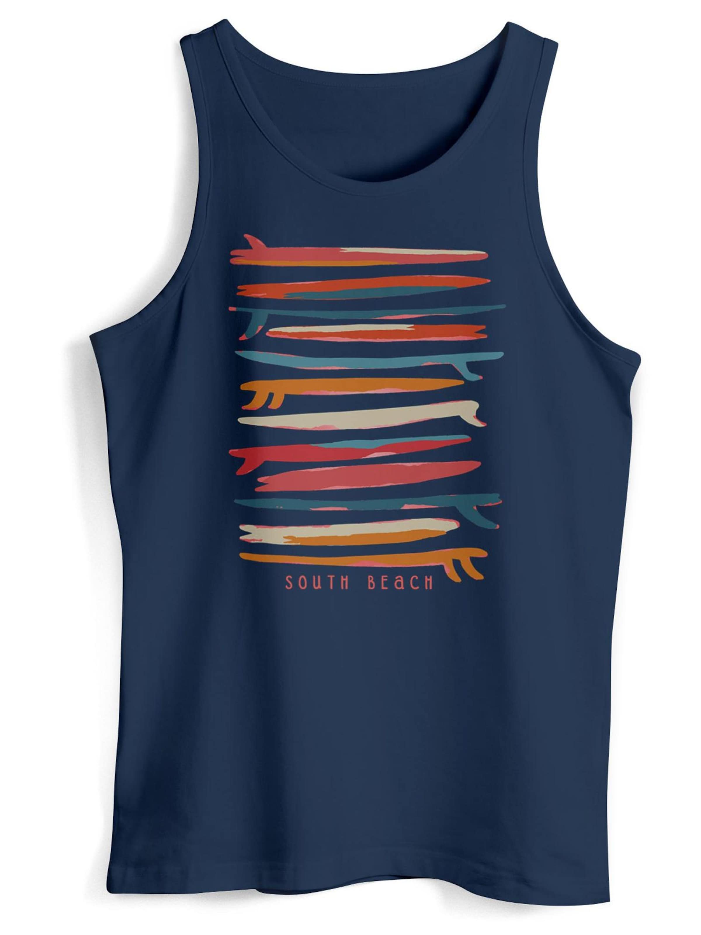 Neverless Shirt 'Surf Boards South'‌‌‌‌‌‌‌‌‌ in Blau: Vorderseite