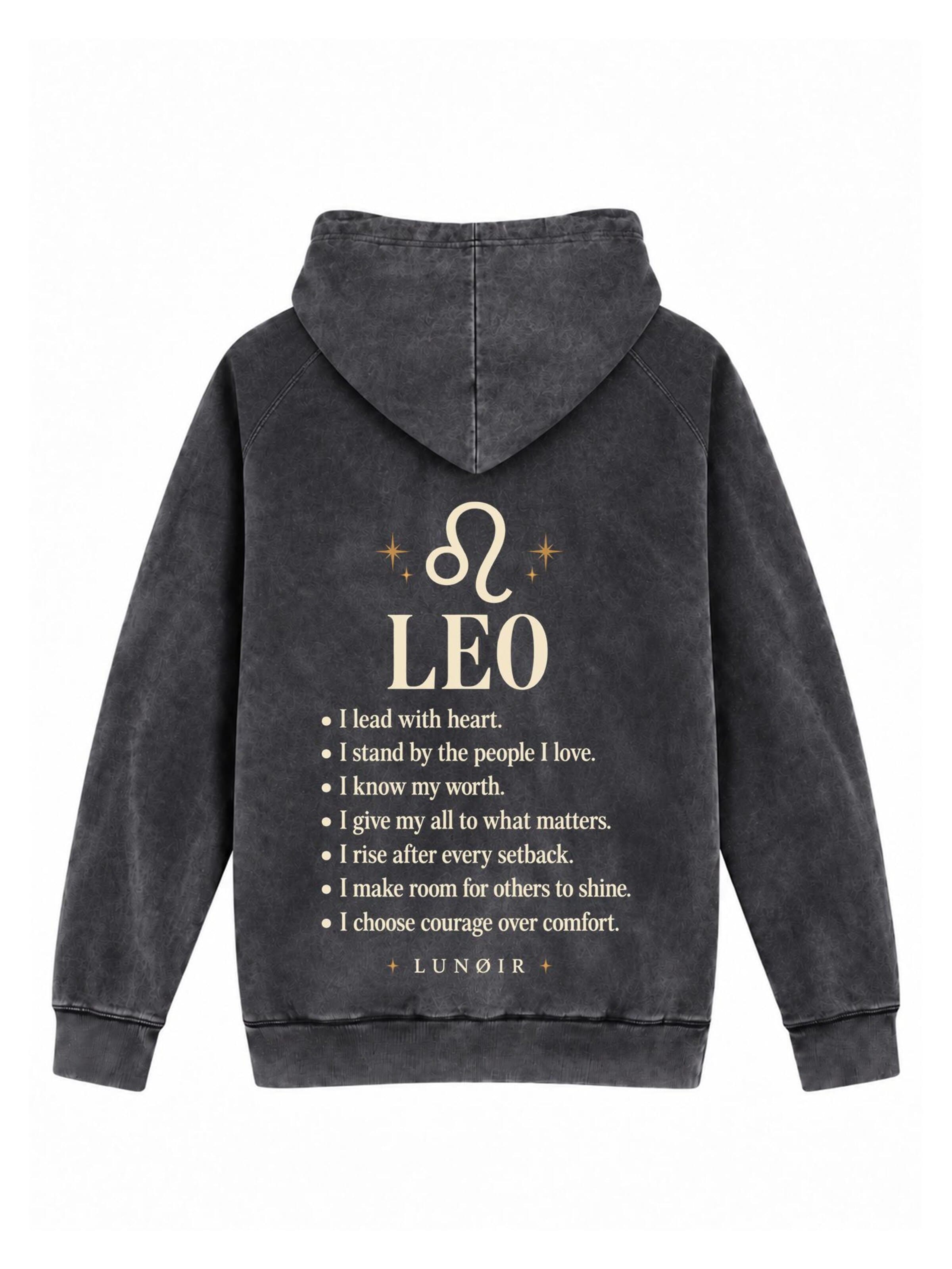 LUNØIR StudioSweater majica 'Zodiac - Leo' - siva boja: prednji dio