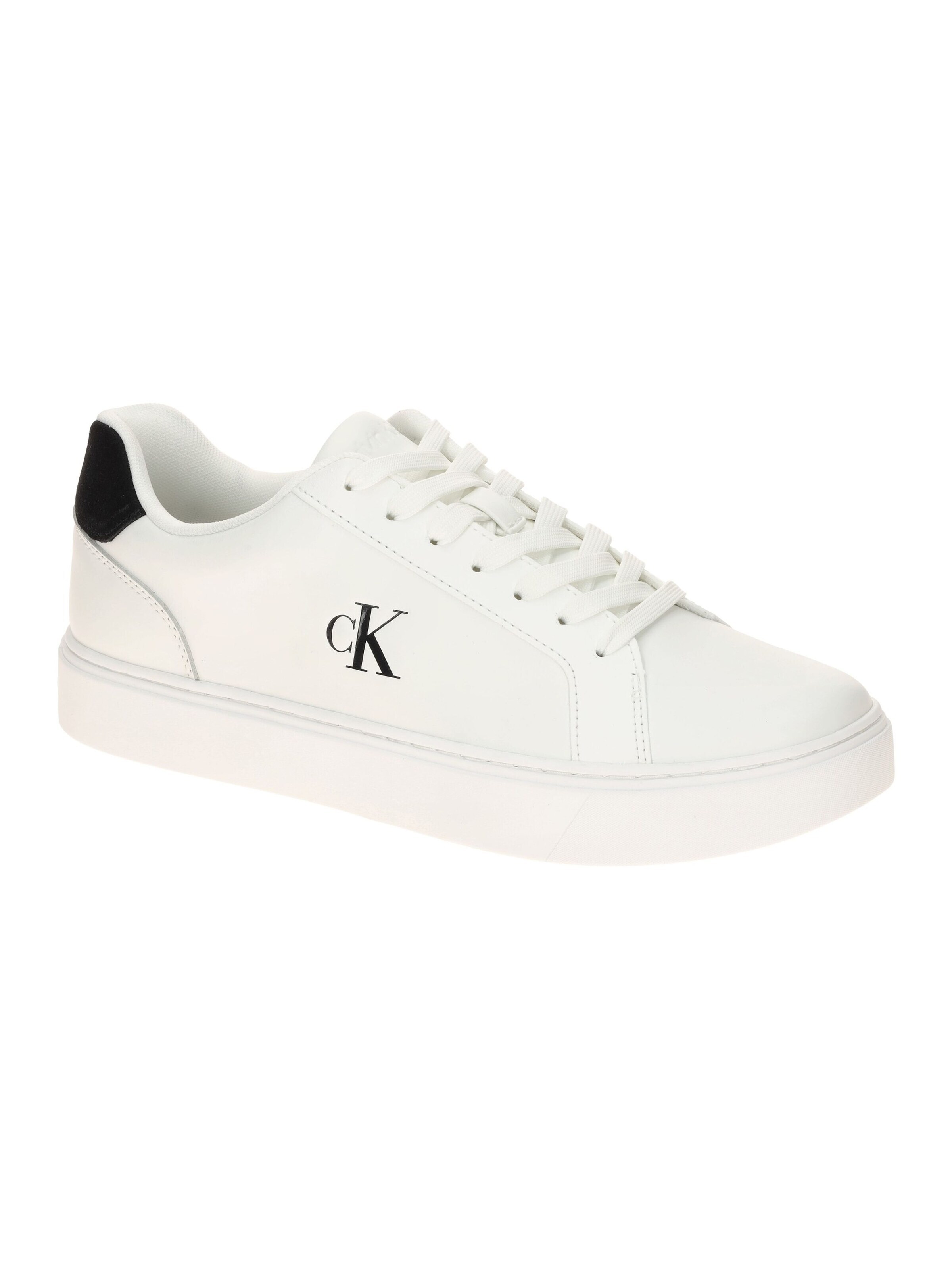 Calvin Klein Lace-Up Shoes 'Calvin Klein Schuhe Classic Cup Sneakers weiß schwarz Glattleder' in White: front