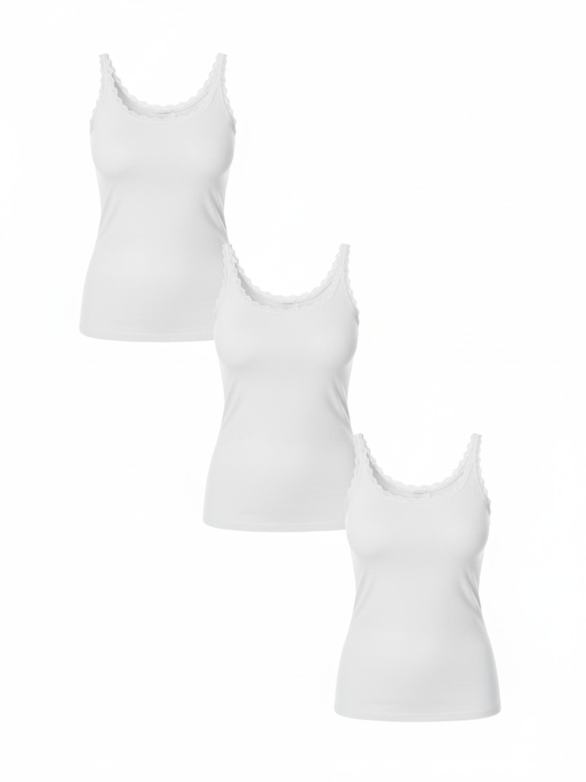 Maillot de corps 'COTTON LACE Tanktop Frauen 3er Pack' Maxte en blanc : devant