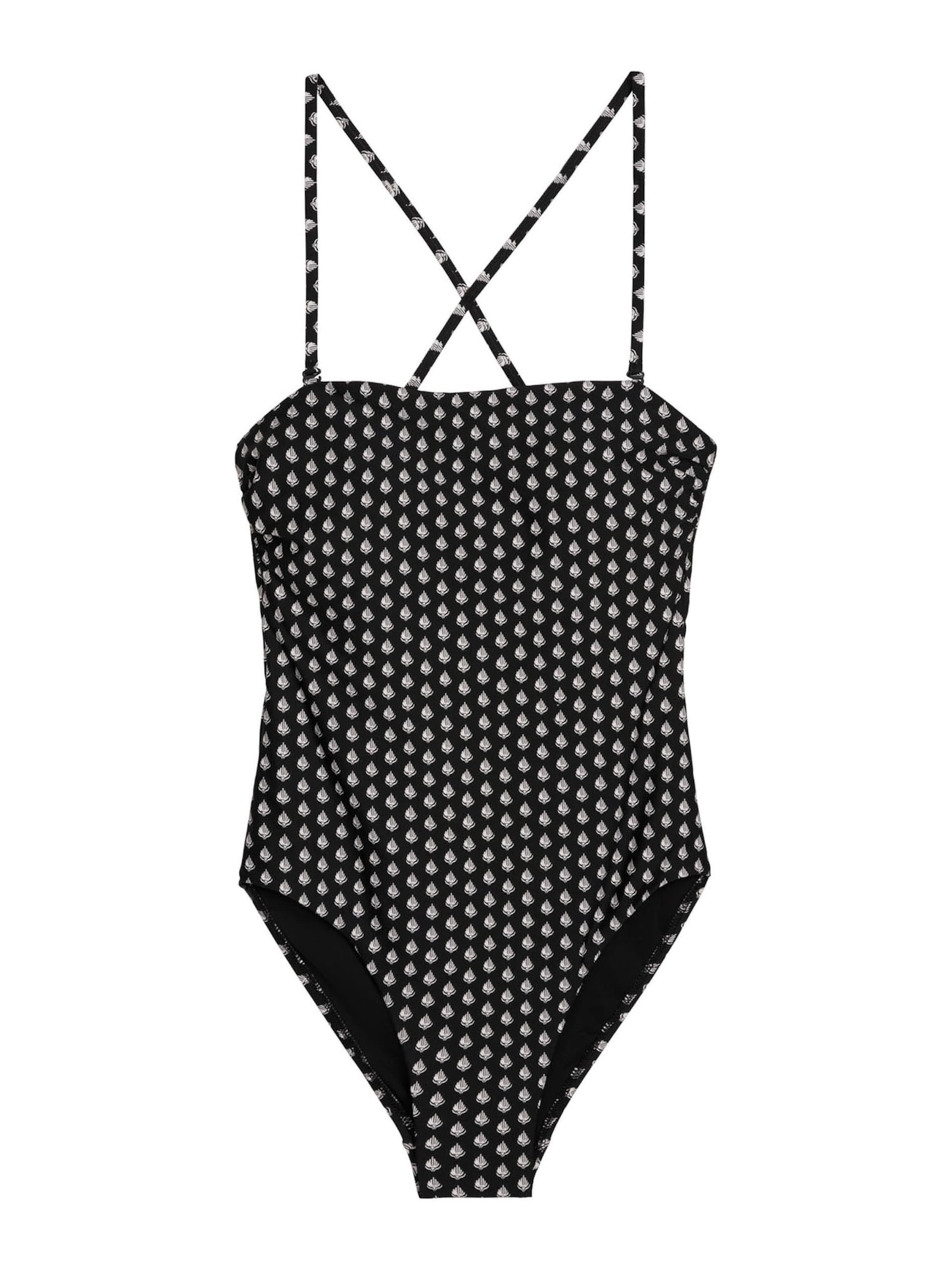 Bustier Maillot de bain ' Palm Border Geo ' Marc O'Polo en noir : devant